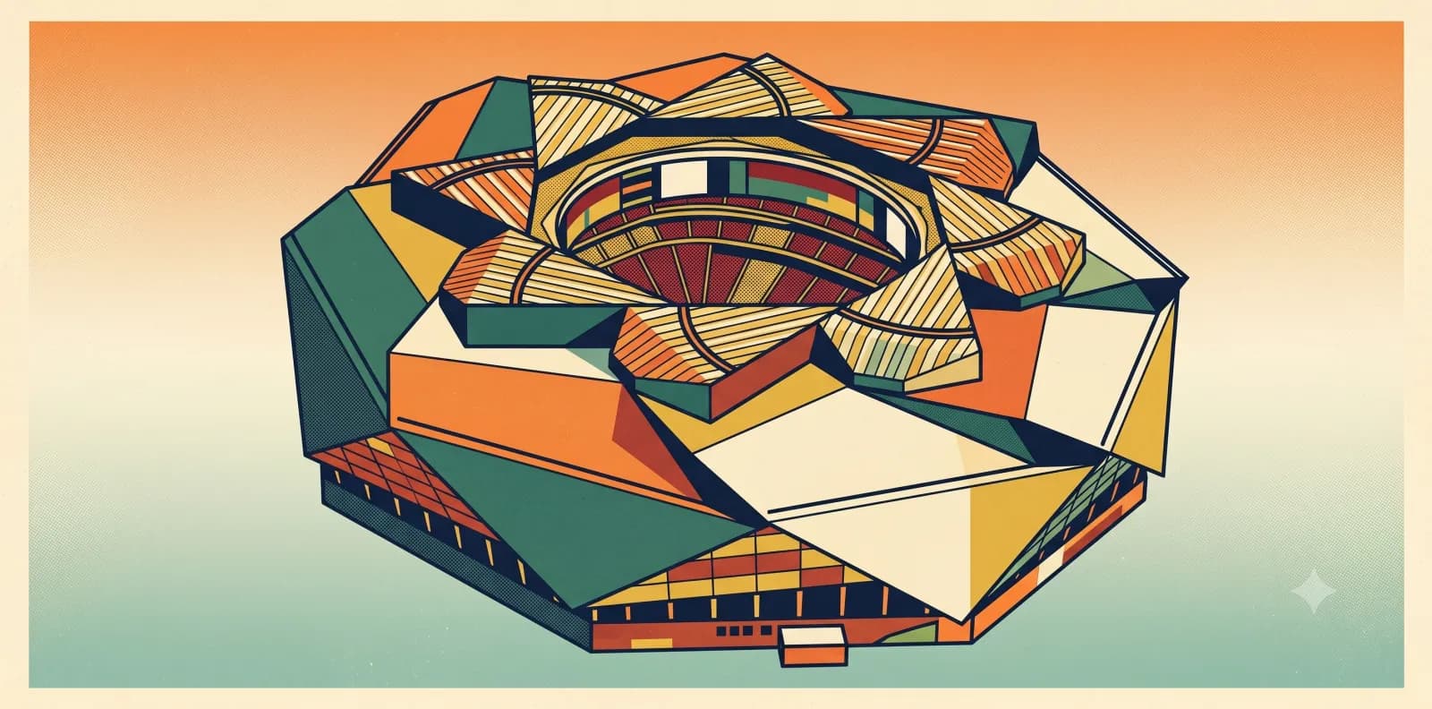 Retro illustration of Mercedes-Benz Stadium