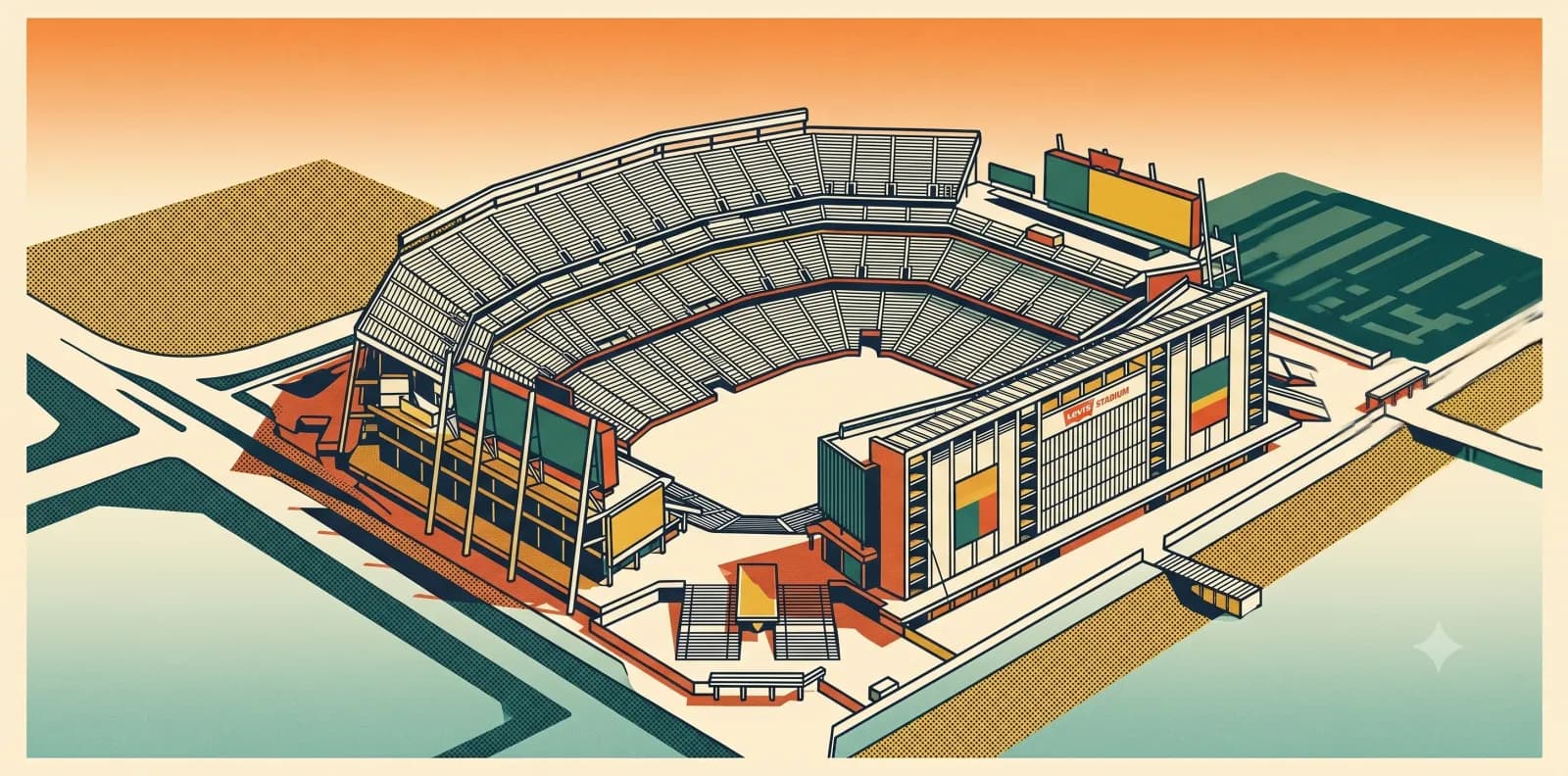 Retro illustration of Levi's Stadium