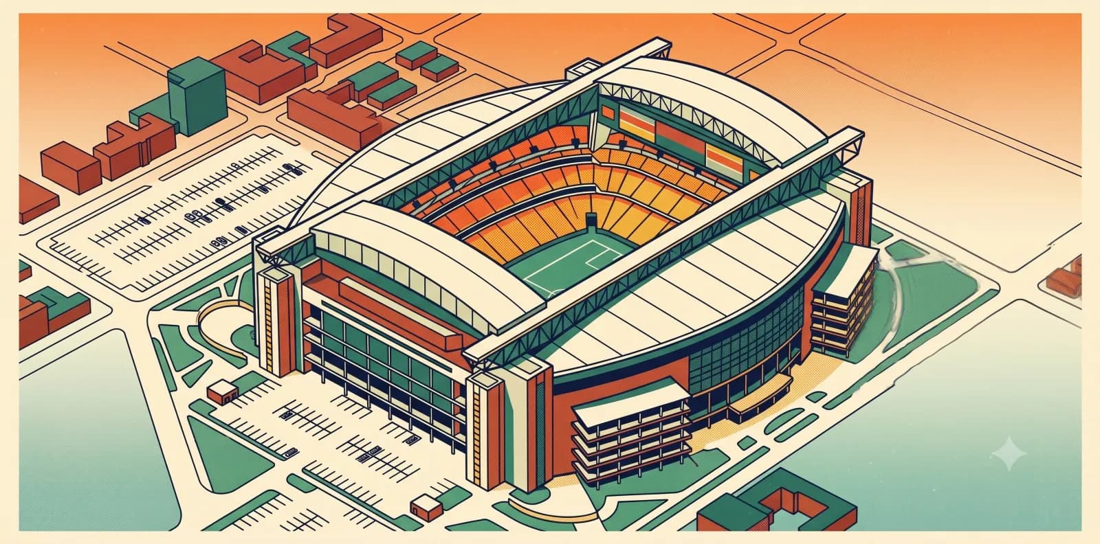 Retro illustration of NRG Stadium