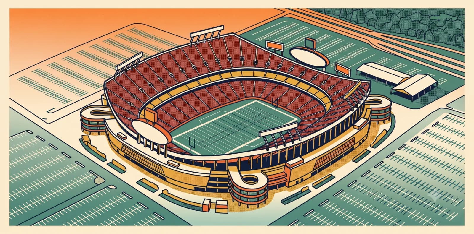Retro illustration of GEHA Field at Arrowhead Stadium