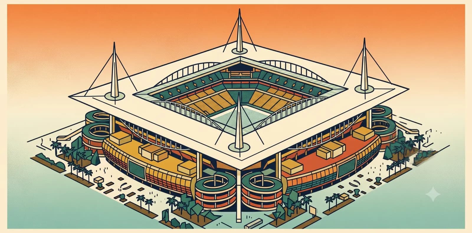Retro illustration of Hard Rock Stadium