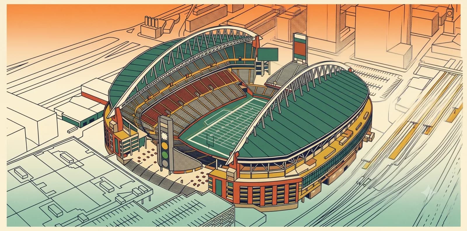Retro illustration of Lumen Field